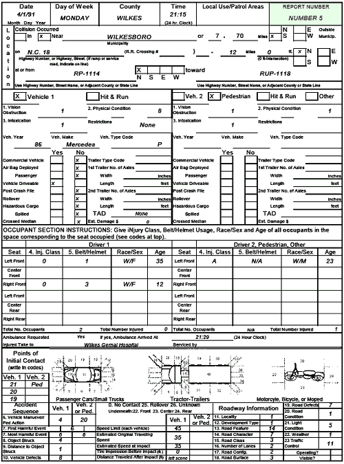 Figure 136. North Carolina Crash Report—Number 5