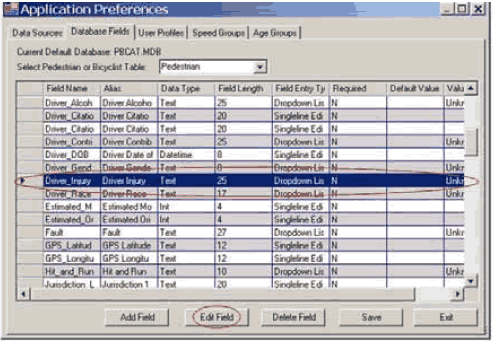 To edit a field, click on the variable of interest and then Edit Field.