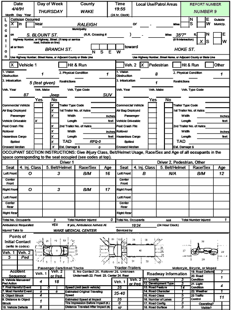 Figure 140. North Carolina Crash Report—Number 9