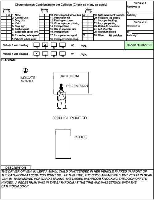 Figure 141. North Carolina Crash Report—Number 10