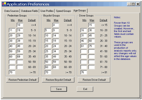 Different values and different numbers of groups can be set for the three modes.