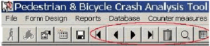 Other buttons on the toolbar allow the user to navigate to different records in the database, delete records, search records, and browse the records in a table