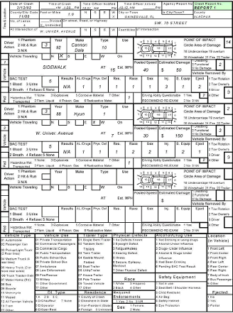 Florida Crash Report for example 1, page 1.