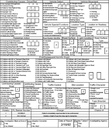 Florida Crash Report for example 1, page 2.