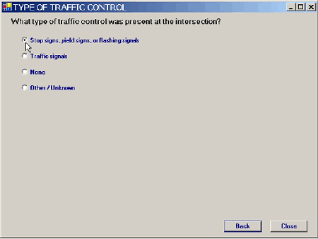 Click on stop signs, yield signs, or flashing signals to indicate the type of traffic control at the intersection