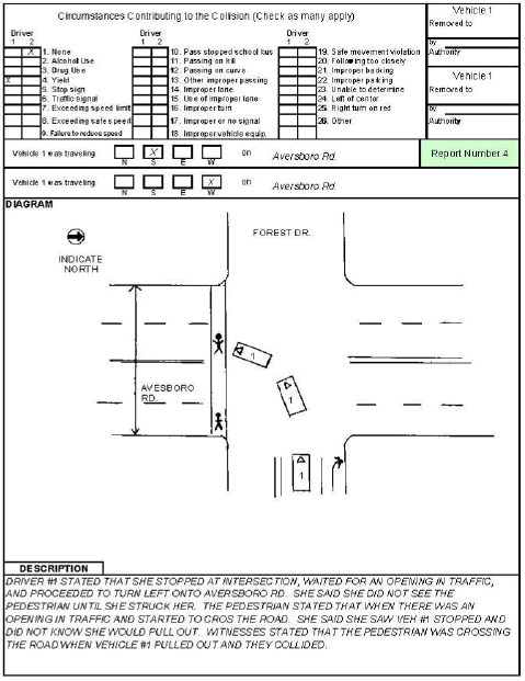 North Carolina Crash Report for example 2, page 2.