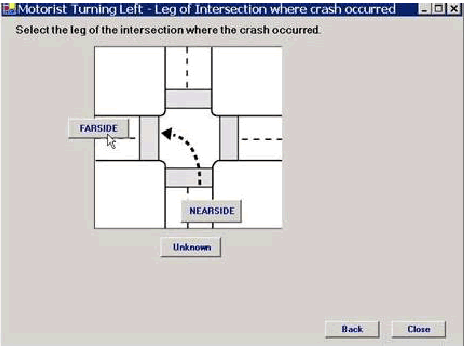 Click farside to indicate where the crash occurred at the intersection