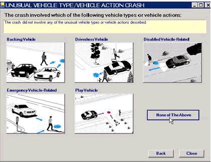 Click none of the above on the unusual vehicle type/vehicle action screen.
