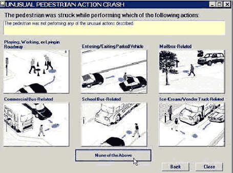 Click none of the above on the unusual pedestrian action screen.