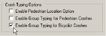 With Preferences, click enable group typing for bicyclist crashes.