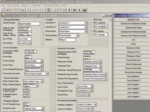 Figure 1. Form designer. Screen capture. Computer screen with multiple fields having drop-down menus for customizing the report form.