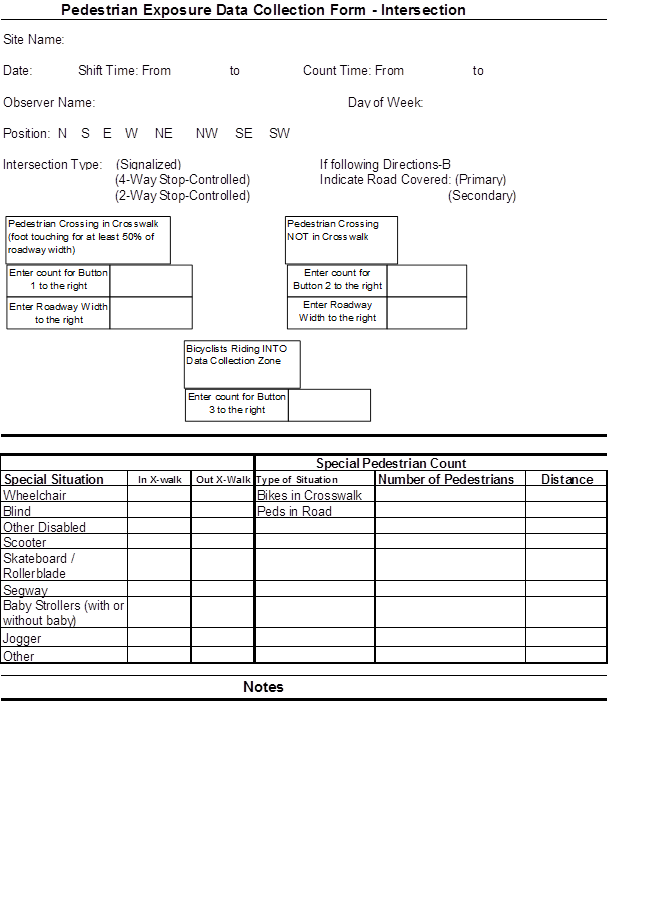 Pedestrian Exposure Data Collection Form - Intersection