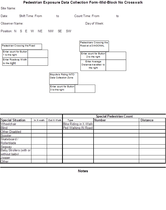 Pedestrian Exposure Data Collection Form - Mid-Block No Crosswalk