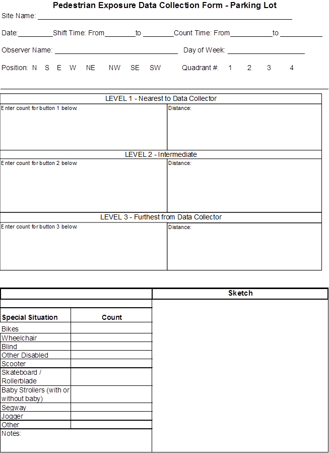 Pedestrian Exposure Data Collection Form - Parking Lot