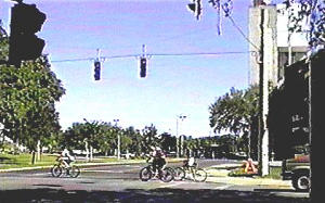Through Bicycles delay right–turning vehicle in Gainesville, Florida.