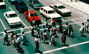 Pedestrians who know each other travel in platoons.