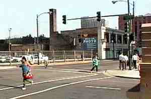 Noncompliant pedestrian behavior is common at this Chicago, Illinois intersection due to low conflicting vehicle volumes.