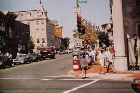 Pedestrians in an urban area