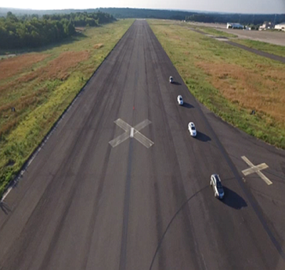 Four vehicles using CACC