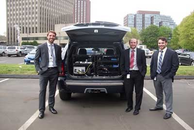 FHWA delivered one of its instrumented vehicles to the Volpe Center in Cambridge, MA.