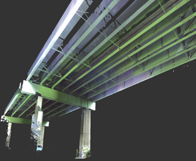 A 3D representation of a bridge.