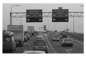 Photo of variable speed limit signs on a highway