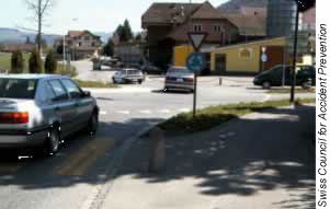 Roundabouts like this one in Switzerland offer many safety benefits and can increase traffic capacity at intersections.Swiss Council for Accident Prevention