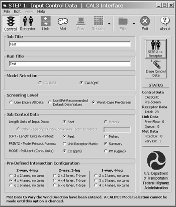 Screenshot of interface for entering in data