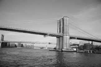 Suspension bridge over waterway