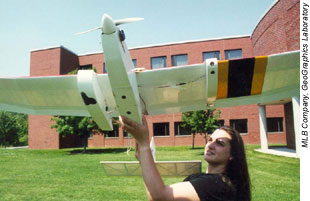 Woman launching UAV (Photo Credit: MLB Company, GeoGraphics Laboratory)