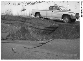 truck stopped at Tok cutoff, Alaska DOT&PF