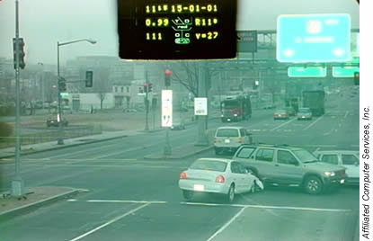 Slamming into the side of another vehicle brings to life the stark reality of red light running. Affiliated Computer Services, Inc.