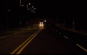 low illumination on roadway, unable to see pedestrian