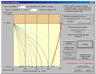 Caption: This FOSSA software helps designers perform complex calculations to determine the effects of stress on highway structures that were built on weak foundations.