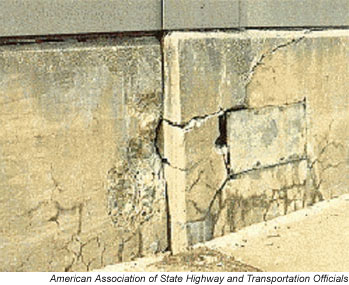 Damaging cracks in concrete structure, AASHTO