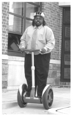 FHWA representative riding Segway