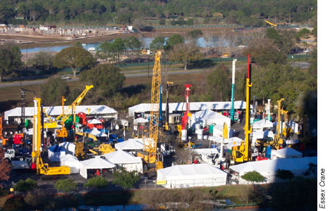 Aerial photo of cranes and other large equipment