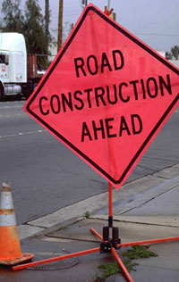 Road Construction Ahead sign