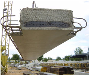 beam being erected at a costruction site