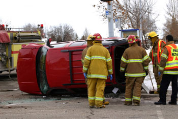 IDOT is leading an initiative to develop the State's first comprehensive highway safety plan to help mitigate highway crashes, such as the one shown here.