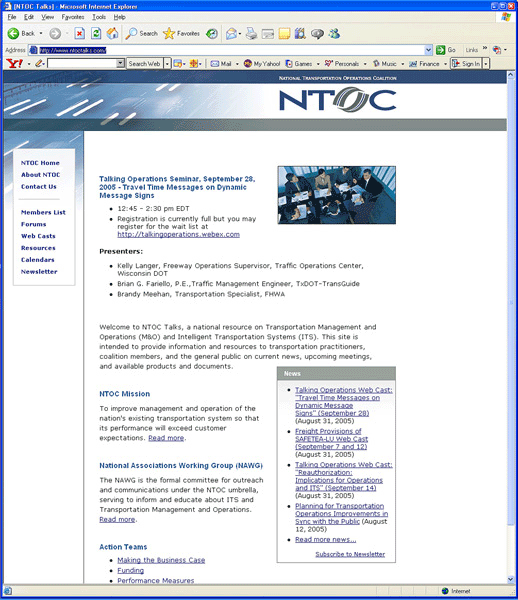 Presentations from the recent Web cast on 511 systems can be downloaded from this Web site at www.ntoctalks.com.