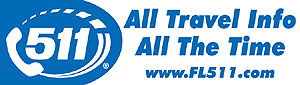 A bumper sticker advertises FDOT's expanded 511 system, which provides Florida drivers with real-time traffic information by phone at 511 and on the Web at www.fl511.com.