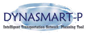 The logo for DYNASMART-P is shown here. DYNASMART-P overcomes the limitations of traditional static assignment and simulation models and helps engineers model the evolution of traffic flows.