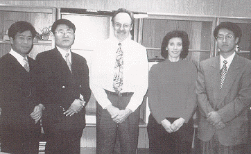 Photo of (left to right) Weon-Cheal Park, Sean Hyun Lee, Steve Forster, Marcia Simon, and Kyu Woong Bae,
