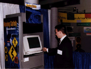 A computer-based, interactive touchscreen kiosk