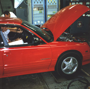 A vehicle being tested for emissions and fuel consumption.