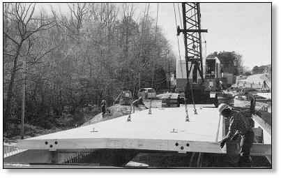 Photo of bridge being installed in Clarkville, VA.