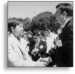 Joe Toole (l), Director of OTA, receives award from David Allison, Chairman, Division of Information Technology and Society, National Museum of American History, Smithsonian Institution