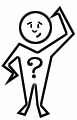 cartoon person with a ? mark on his body