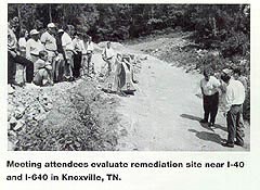 Meeting attendees evaluates remediation site near I-40 and I-640 in Knoxsville, TN
